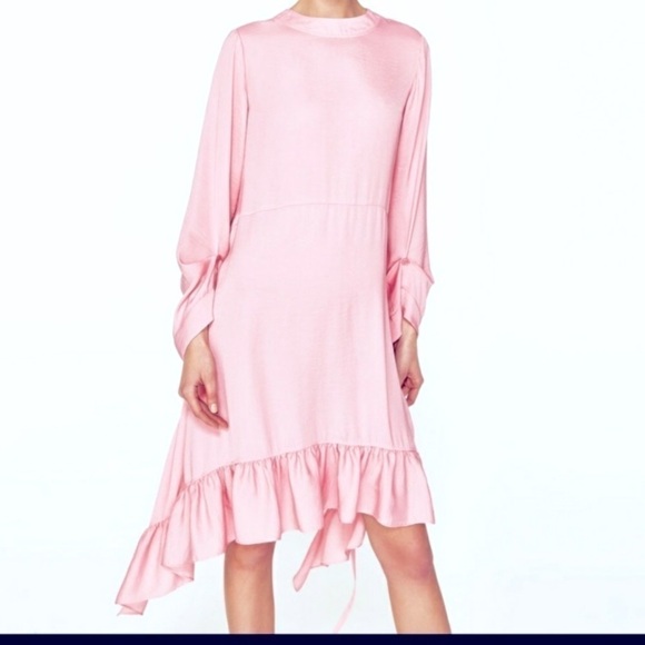 Zara Dresses & Skirts - Barbie Core Zara Blogger Favorite Frilled Pink Midi Dress